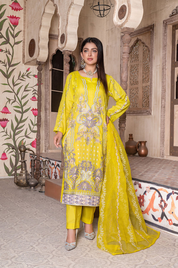 3 Pcs lawn embroidered suit