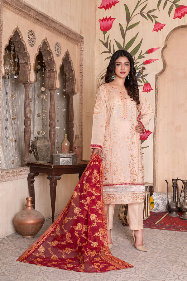 3 Pcs lawn embroidered suit