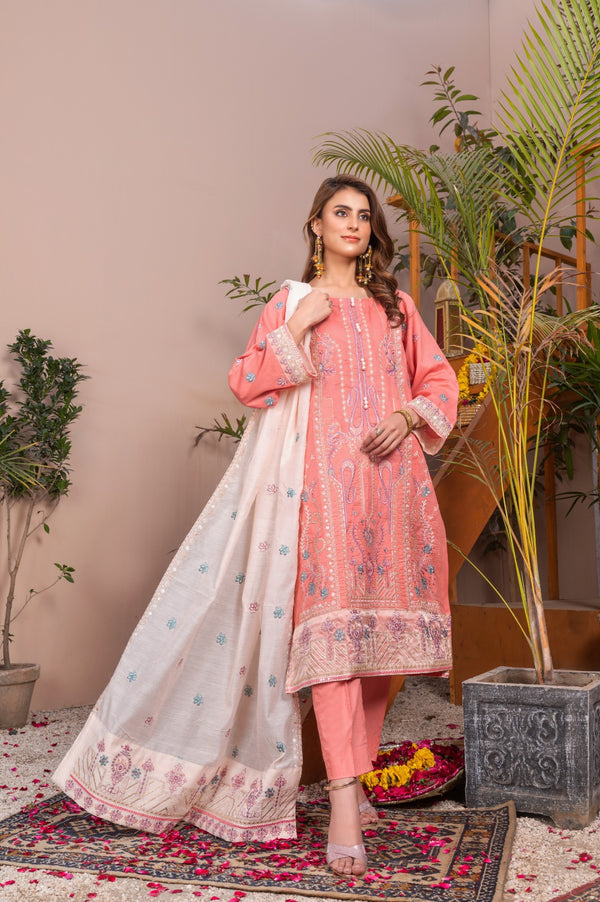 3 Pcs lawn embroidered suit