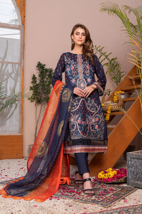 3 Pcs lawn embroidered suit