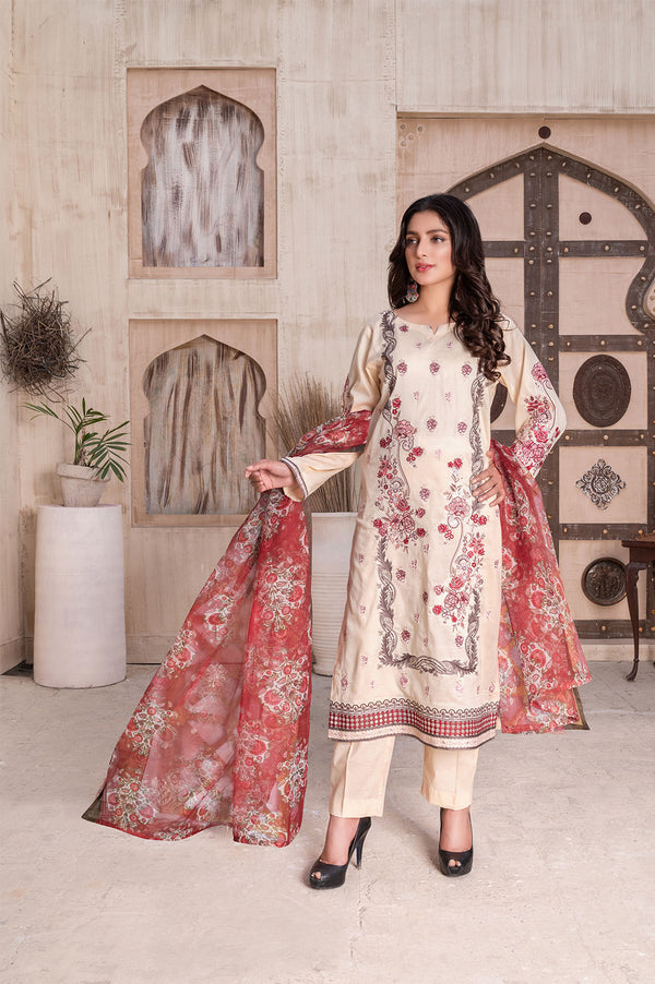 3 Pcs lawn embroidered suit